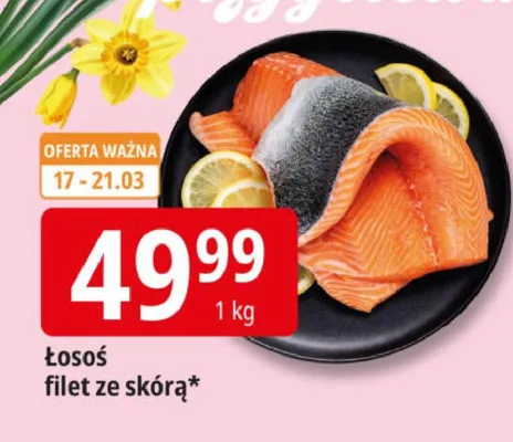 Łosoś filet ze skórą promocja w Leclerc