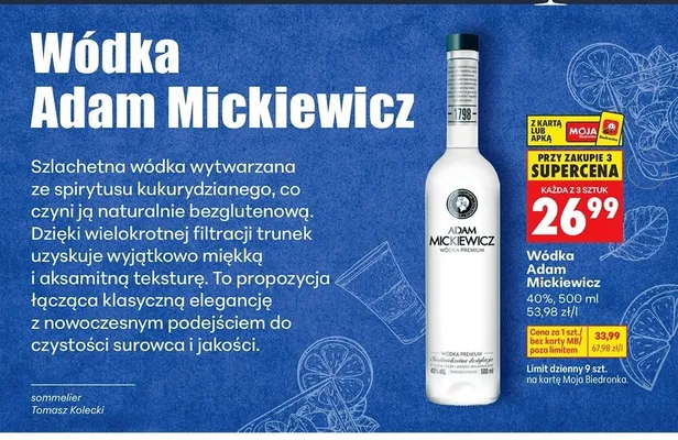 Wódka Adam Mickiewicz promocja w Biedronka