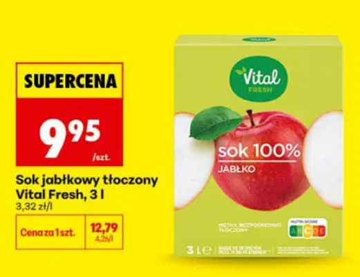 Sok jabłkowy tłoczony Vital Fresh promocja w Biedronka