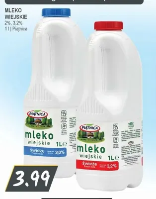 Mleko wiejskie Piątnica 2% promocja w Słoneczko
