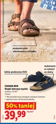 Klapki skórzane męskie ESMARA MEN promocja w Lidl