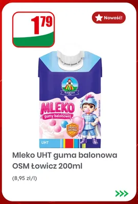 Mleko UHT guma balonowa OSM Łowicz promocja w Dino