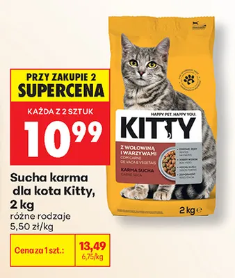 Sucha karma dla kota z wołowiną i warzywami Kitty promocja w Biedronka
