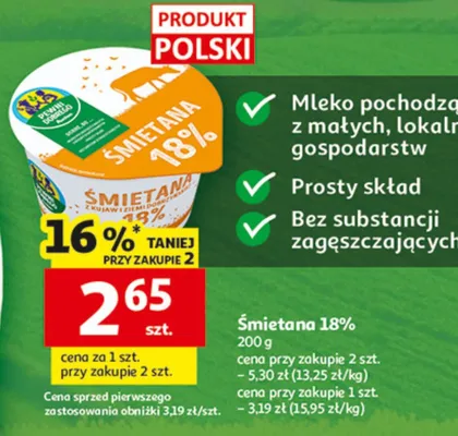 Śmietana 18% promocja w Auchan