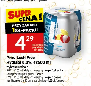 Piwo bezalkoholowe Lech Hydrate 4-pak promocja w Twój Market