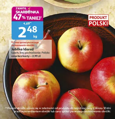Jabłka Idared luzem, kraj pochodzenia: Polska, cena bez karty - 2.99 zł promocja w Auchan