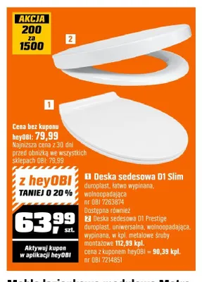 Deska sedesowa D1 Slim duroplast łatwo wypinana wolnoopadająca promocja w OBI