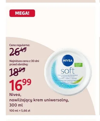 Nawilżający krem uniwersalny Nivea Soft promocja w Rossmann
