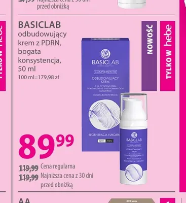 Odbudowujący krem z PDRN bogata konsystencja BasicLab promocja w Hebe