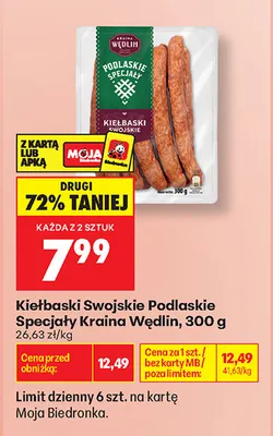 Kiełbaski swojskie Podlaskie Specjały Kraina Wędlin promocja w Biedronka
