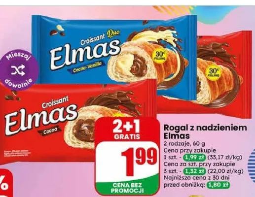 Rogal z nadzieniem Elmas Cocoa-Vanilla promocja w Dino