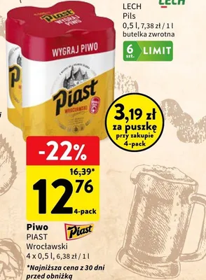 Piwo Piast Wrocławski 4-pack promocja w Intermarche