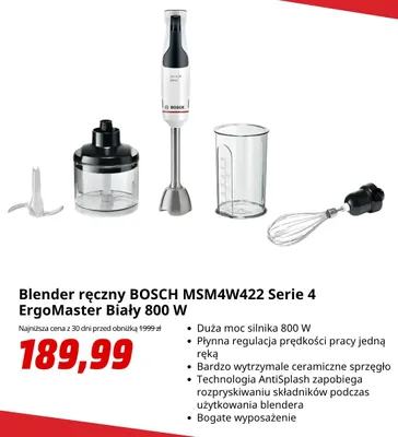 Blender ręczny BOSCH ErgoMaster Biały promocja w Media Markt