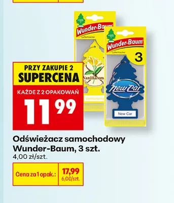 Odświeżacz samochodowy Wunder-Baum 3-pak promocja w Biedronka