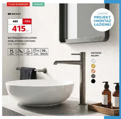 Bateria umywalkowa nablatowa Senti Costano promocja w Komfort