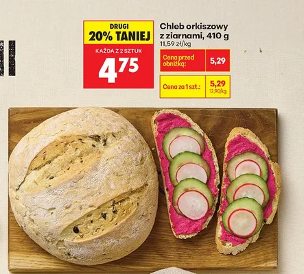 Chleb orkiszowy z ziarnami promocja w Biedronka