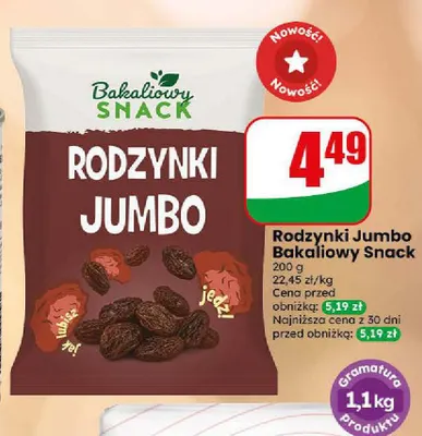 Rodzynki Jumbo Bakaliowy Snack promocja w Dino