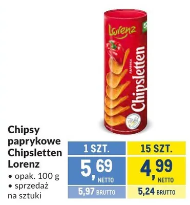 Chipsy paprykowe Chipsletten Lorenz promocja w Makro