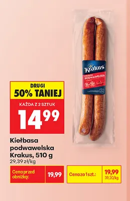 Kiełbasa podwawelska Krakus promocja w Biedronka