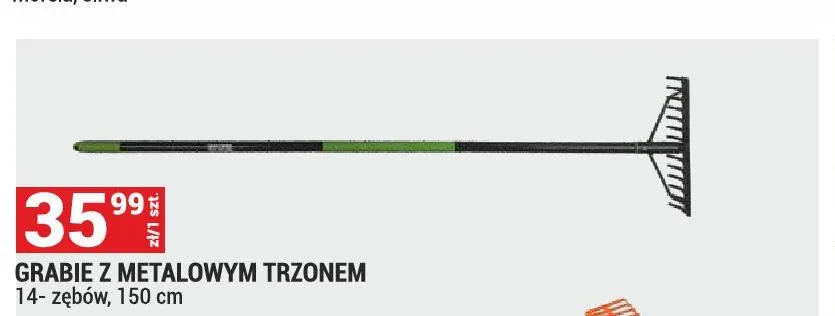 Grabie z metalowym trzonem 14 zębów 150 cm promocja w Merkury Market