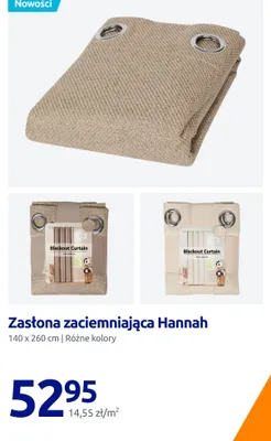 Zasłona zaciemniająca Hannah 140x260cm promocja w Action