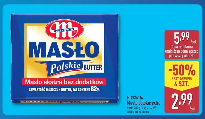 Masło polskie extra Mlekovita promocja w Aldi