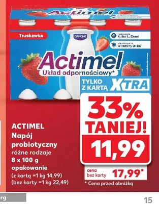 Napój probiotyczny truskawka Actimel 8-pak 100g promocja w Kaufland