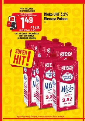 Mleko UHT Mleczna Polana 3,2% promocja w POLOmarket