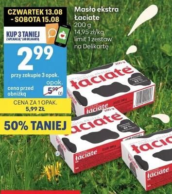 Masło ekstra Łaciate promocja w Delikatesy Centrum