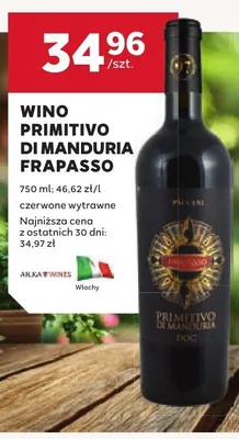 Wino Primitivo Di Manduria Frapasso czerwone wytrawne włoskie promocja w Stokrotka
