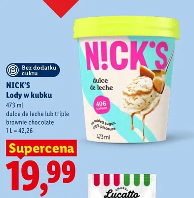 Lody w kubku dulce de leche N!ck's promocja w Lidl