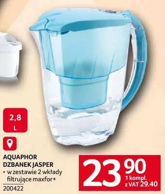 Dzbanek Jasper AQUAPHOR z wkładami filtrującymi Maxfort 2,8 L promocja w Selgros