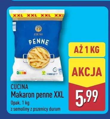 Makaron penne XXL z semoliny z pszenicy durum Cucina promocja w Aldi