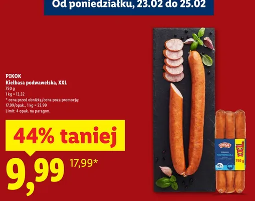 Kiełbasa podwawelska, XXL promocja w Lidl