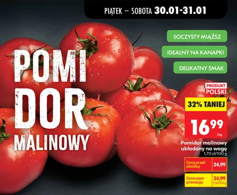 Pomidor malinowy układany na wagę  promocja w Biedronka