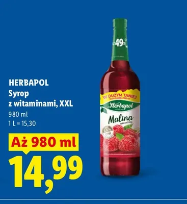 Syrop z witaminami Herbapol malina XXL promocja w Lidl