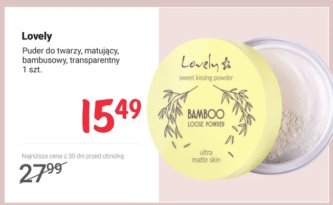 Puder do twarzy Lovely Bamboo Loose Powder matujący bambusowy transparentny promocja w Rossmann