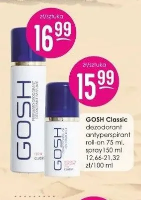 Dezodorant antyperspirant spray GOSH Classic promocja w Drogerie Jasmin