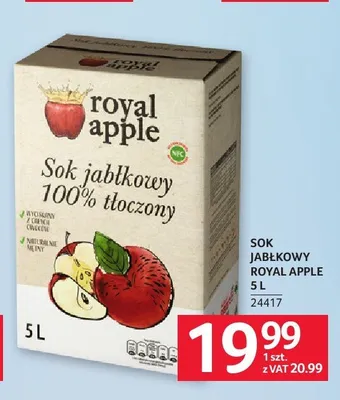 Sok jabłkowy Royal Apple 5l promocja w Selgros