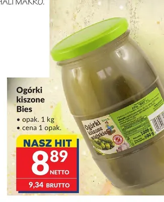 Ogórki kiszone Bies promocja w Makro