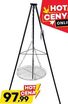 Grill ogniskowy na trójnogu stalowy ruszt: 51 cm, z regulacją chromowany promocja w Bricomarche