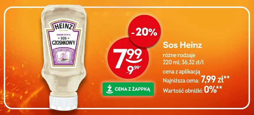 Sos czosnkowy Heinz promocja w Żabka