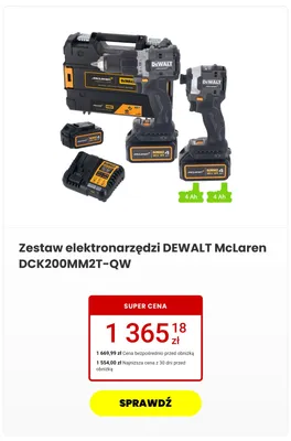 Zestaw elektronarzędzi DEWALT McLaren promocja w Media Expert