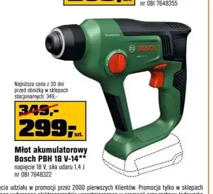 Młot akumulatorowy Bosch Pbh 18V-14 promocja w OBI