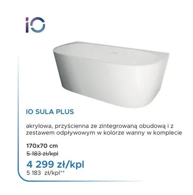 Wanna akrylowa IO Sula Plus promocja w Blu Salony Łazienek