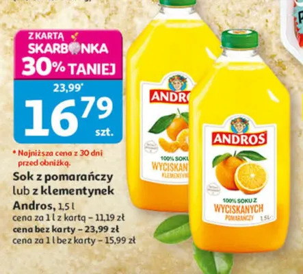 Sok z klementynek Andros promocja w Auchan