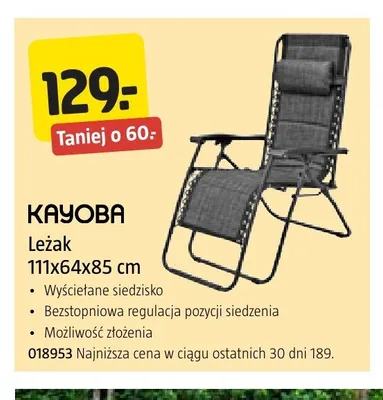 Leżak Kayoba 111x64x85 cm promocja w Jula