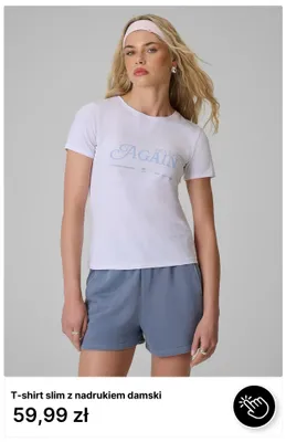 T-shirt slim z nadrukiem damski 4F promocja w 4F