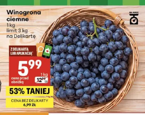 Winogrona ciemne promocja w Delikatesy Centrum
