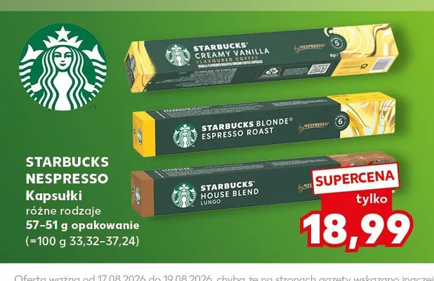 Kapsułki do kawy Starbucks Nespresso Creamy Vanilla promocja w Kaufland